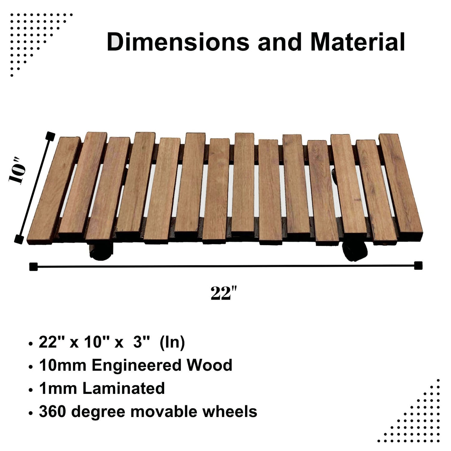 Dash - Zigzag Wooden Planter Trolley (Oak Grain)