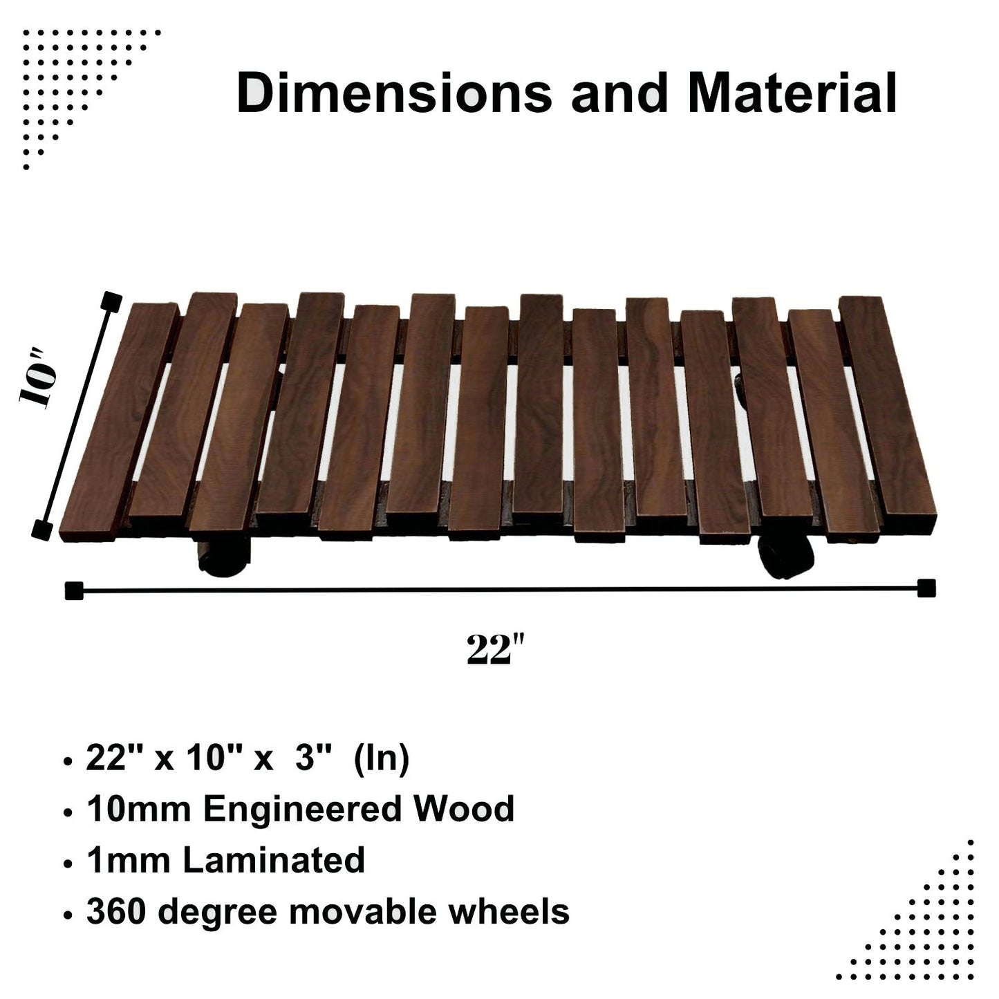 Dash - Zigzag Wooden Planter Trolley (Wallnut Brown)