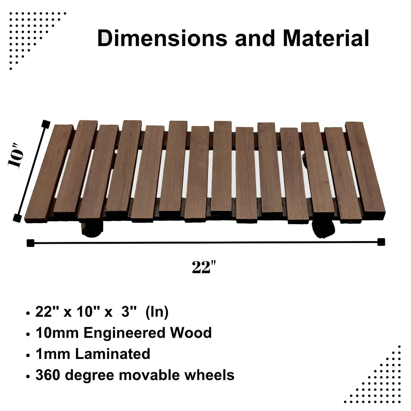 Dash - Zigzag Wooden Planter Trolley (Wood Knott Grain)