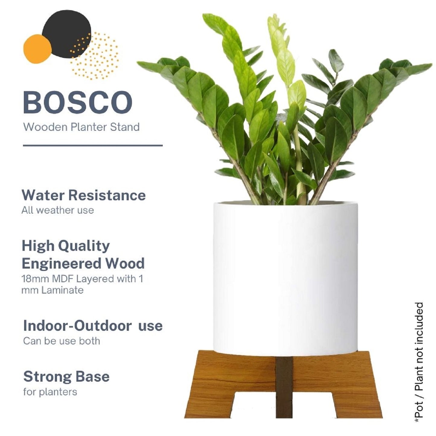 Bosco - Wooden Pot Stand - Wooden Texture