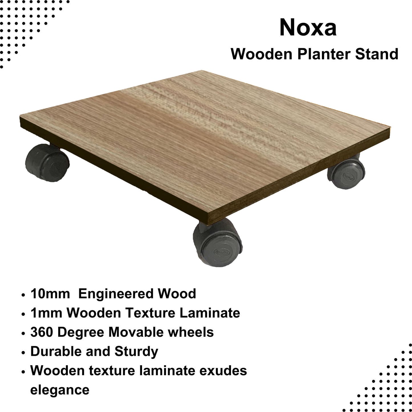 Noxa - Wooden Pot Trolley - Oak Texture