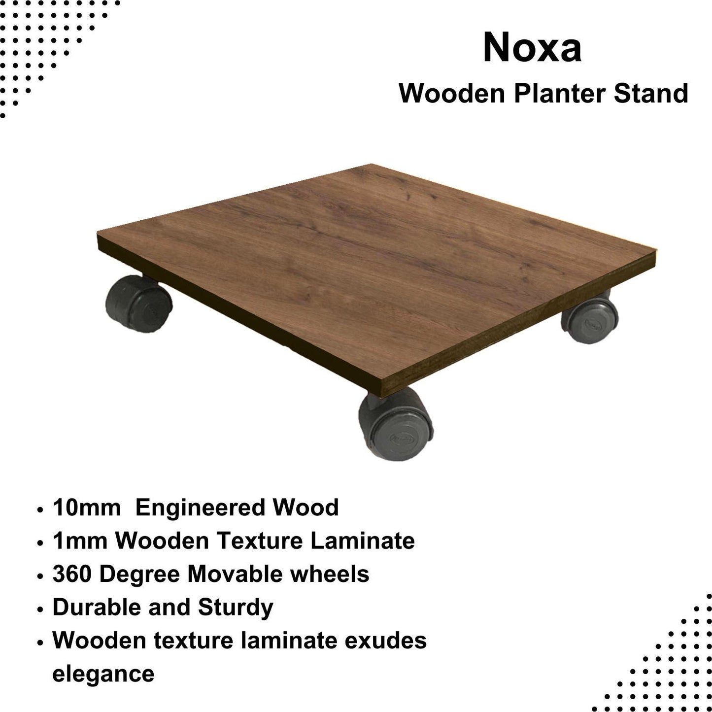 Noxa - Wooden Pot Trolley - Wood Knott Texture